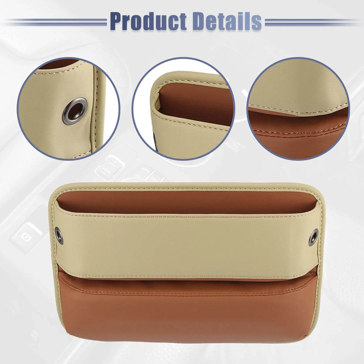Seat Beige Car Storage Box Filler Multi-function Gap Seat Brown Organizer Side Car Pocket 2pcs Console