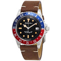 Dial Adult Automatic Black Black Mens Leather 100M Watch, - Strap Vintage