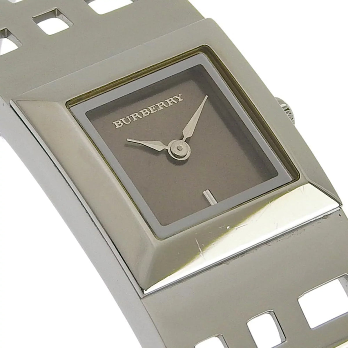 BU4701 Heritage Burberry Ladies Brown Bangle Analog (Fair) Pre-Owned Steel Dial Watch Quartz Display BURBERRY Stainless Silver