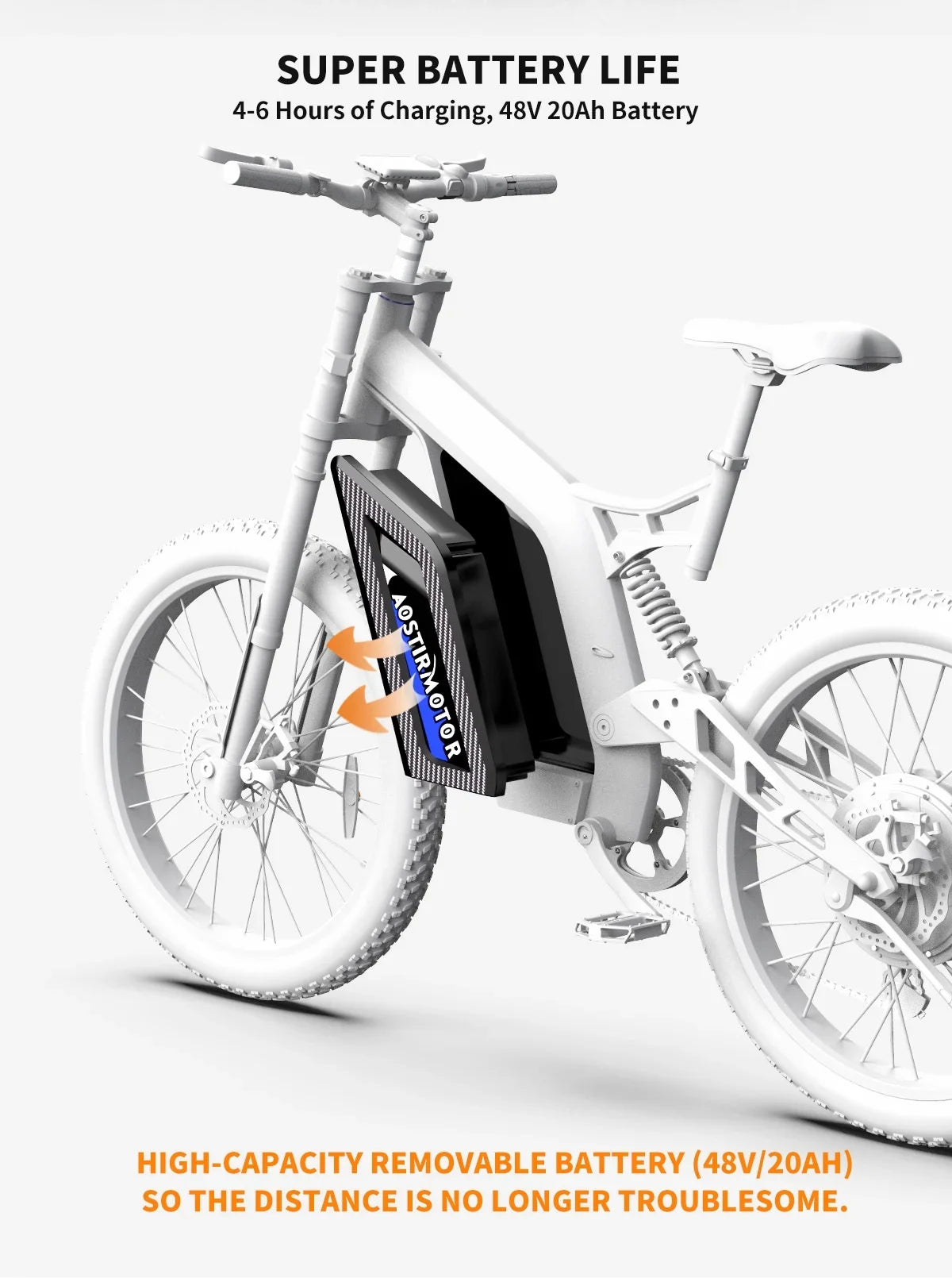 Lithium P7 48V Removable Adults Fat Bike S17-1500W 26" 20AH 1500W Battery for Tire AOSTIRMOTOR Electric