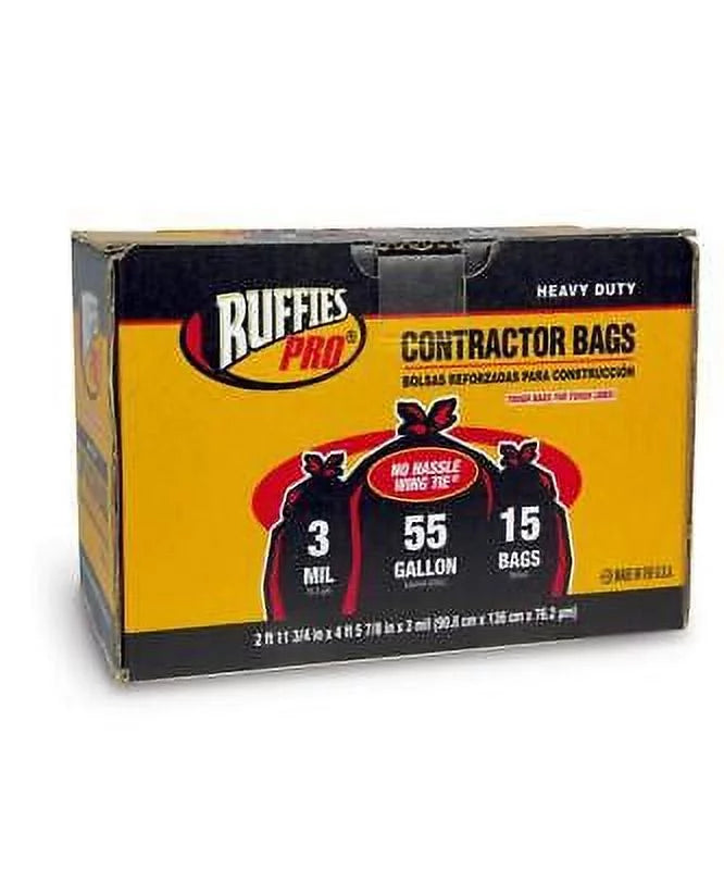 Pro 55 gal 15 pk Wing Ruffies Contractor Ties Bags