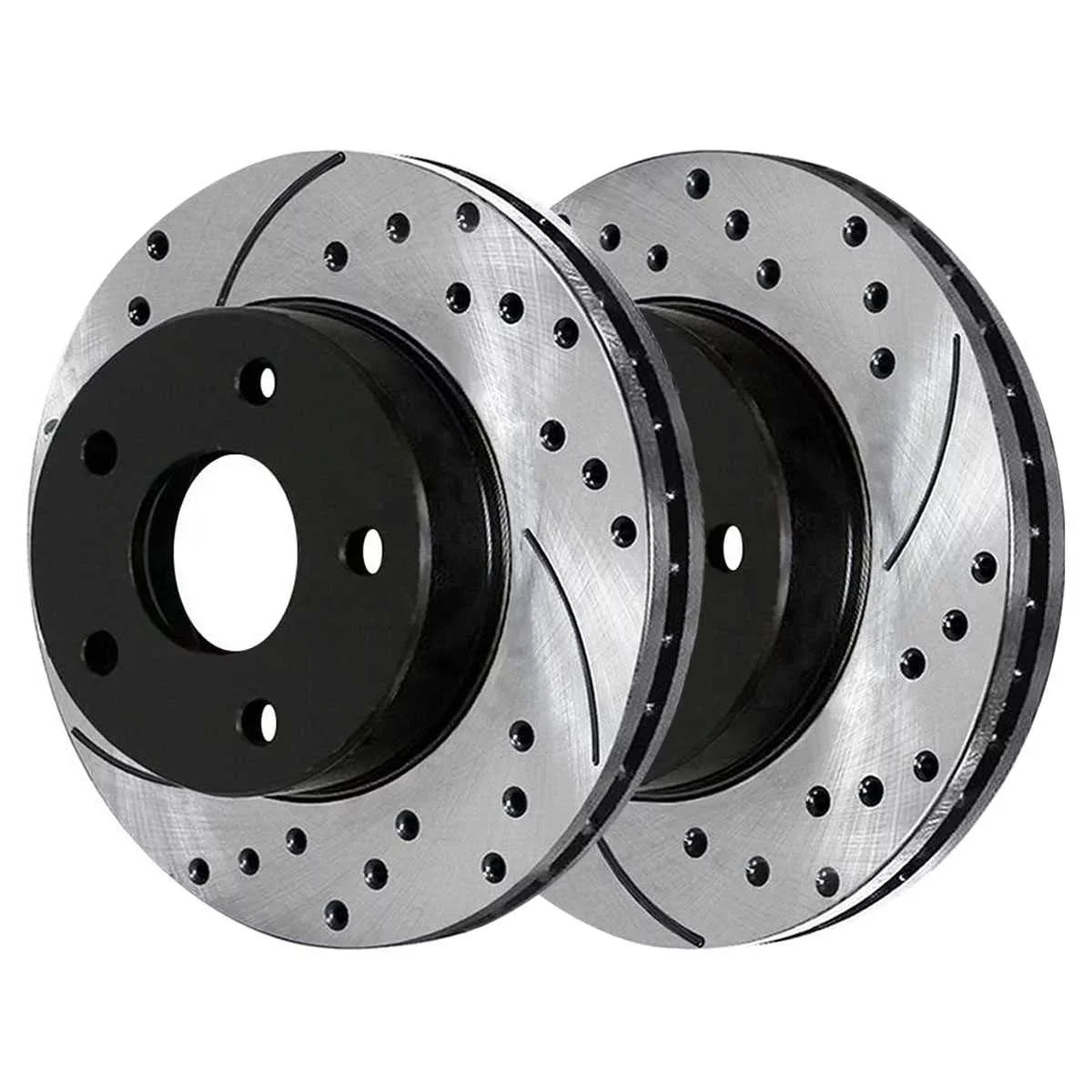 2012 Drilled 2008-2017 1.8L Driver PR63039LR and 2.4L Replacement AWD 2.0L Front 2011 2007-2010 of Side Mitsubishi Passenger FWD AutoShack Lancer Rotors Black Caliber Pair Brake 2 Dodge for Slotted