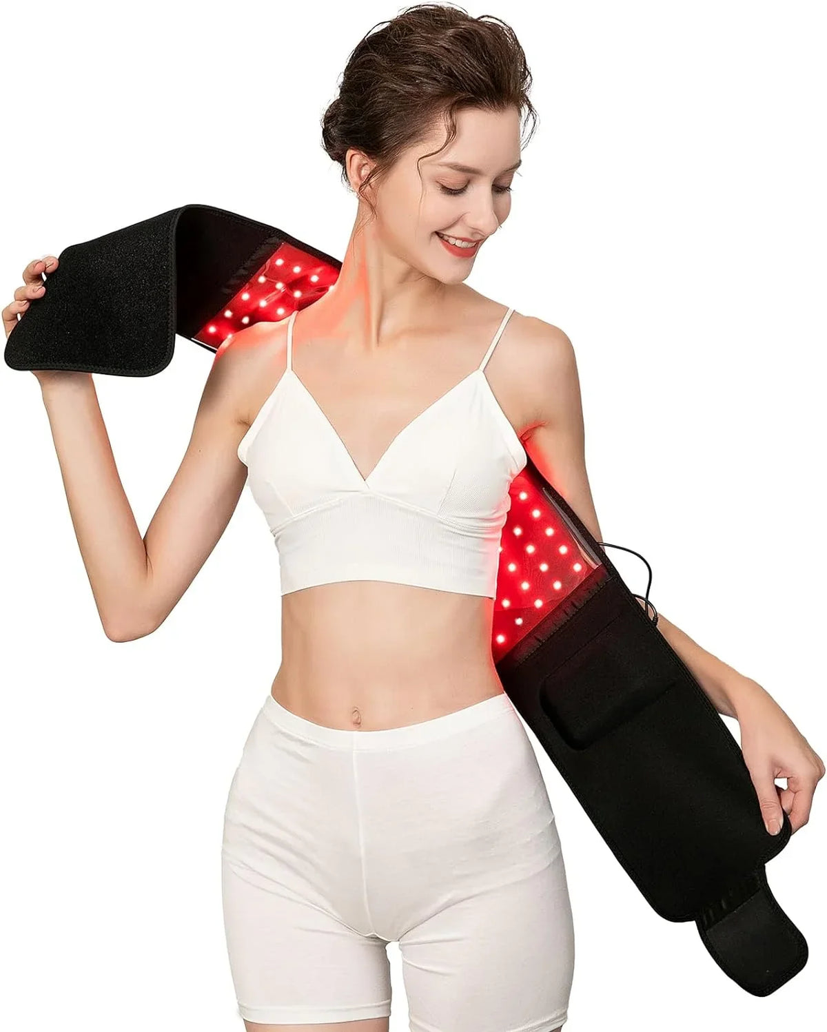 for Therapy Pain Belt, Muscle with Wrap Therapy Light Red Healing LED Therapy Timer Relief, Speed Shoulder 660nm Body 850nm Device Infrared with & Back for (Black) Light Waist Light Controller Red
