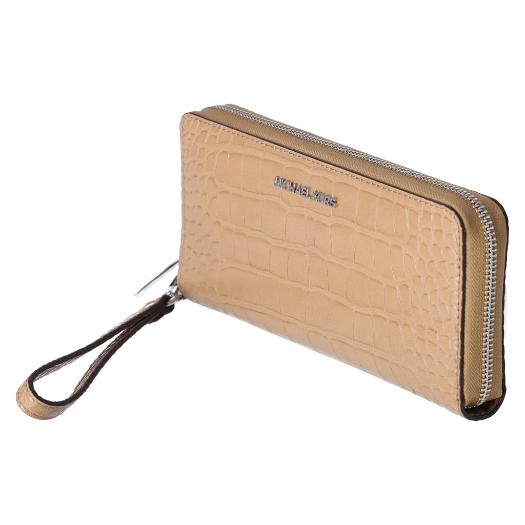 Embossed Travel Continental Croc Wallet Camel Set Large Kors Michael Jet