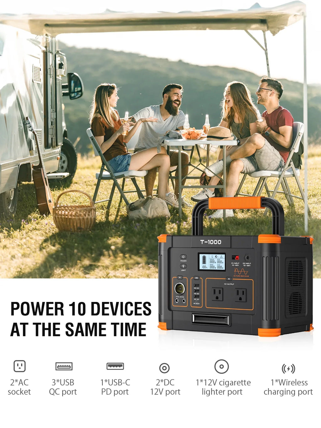 110V Pack RV Battery with BEYGO Powered Outdoor Travel Lithium 60W Power Supply 999Wh Generator Station for AC Portable Van Backup Outlet, Emergency Home Fast Solar Power Camping Charging 1000W PD