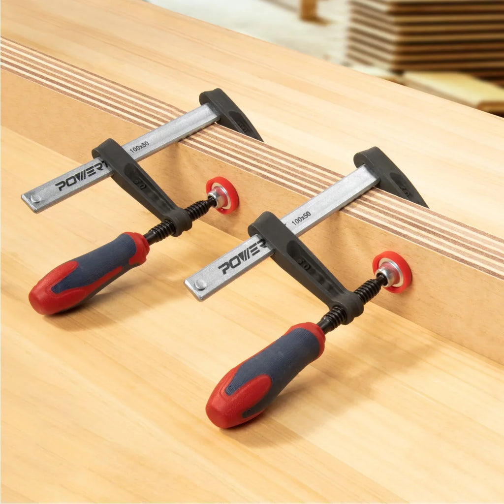 each for lb POWERTEC 4-Inch 330 Style Heavy Duty Woodworking, (71591-P2) F 4PK Capacity Clamps Clamp F Bar