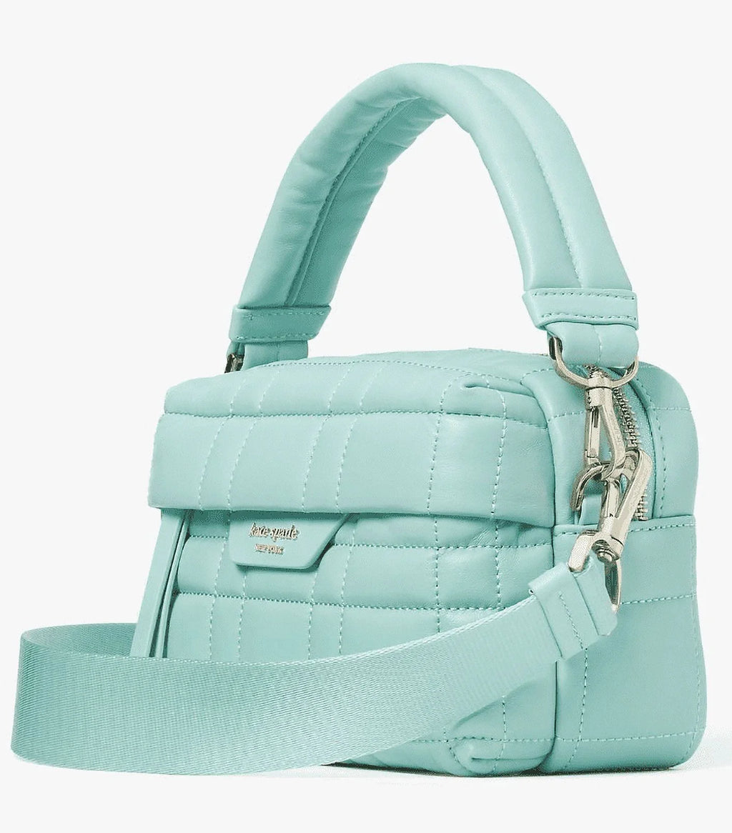 '- New Women's Clutch York Small Softwhere Spade Convertible Crossbody Quilted Green Leather Kate