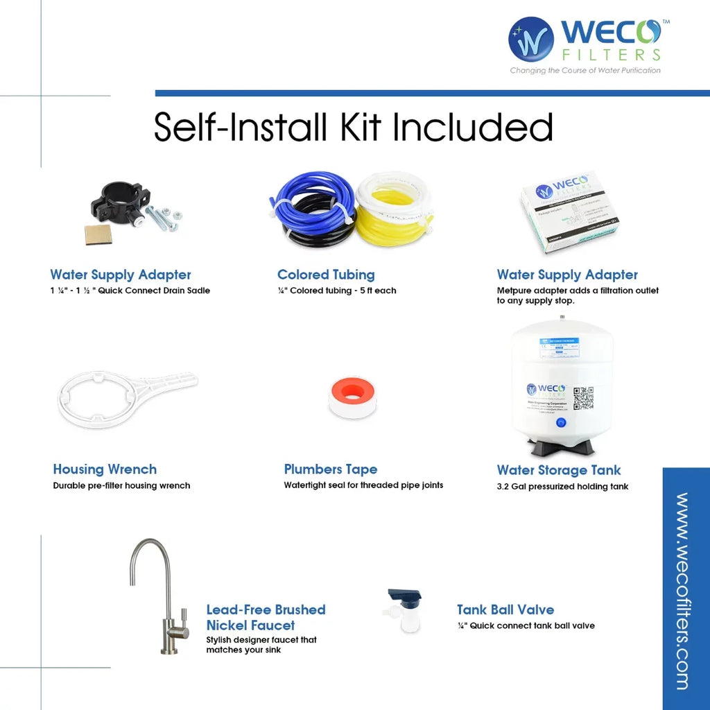 Drinking Osmosis with Booster Pump Reverse Efficiency VGRO-75PMP System WECO Water Filtration High