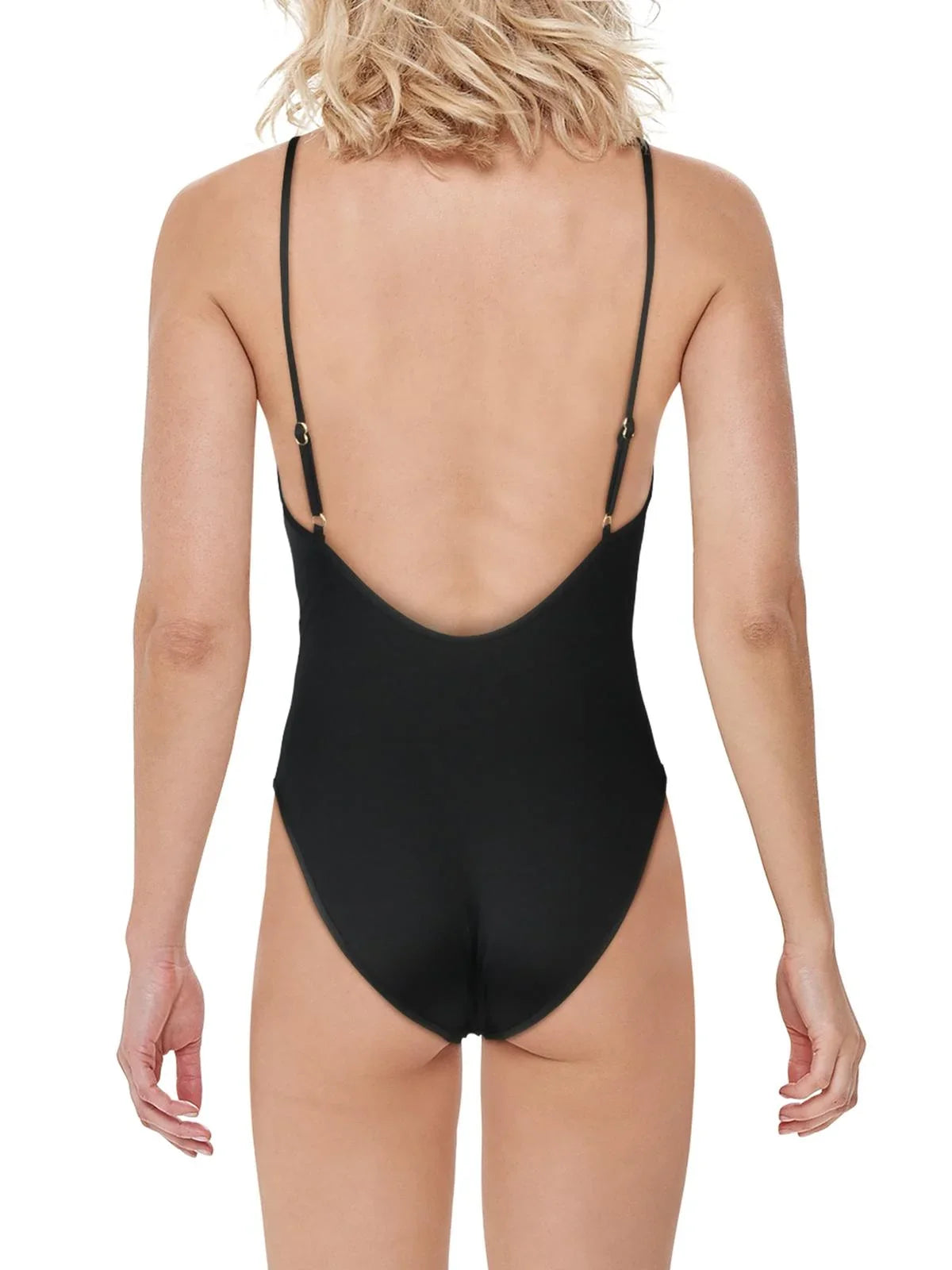 Stripe V-Neck BCBG One-Piece Mio Azria Mesh Women's Seamed Swimsuit Max
