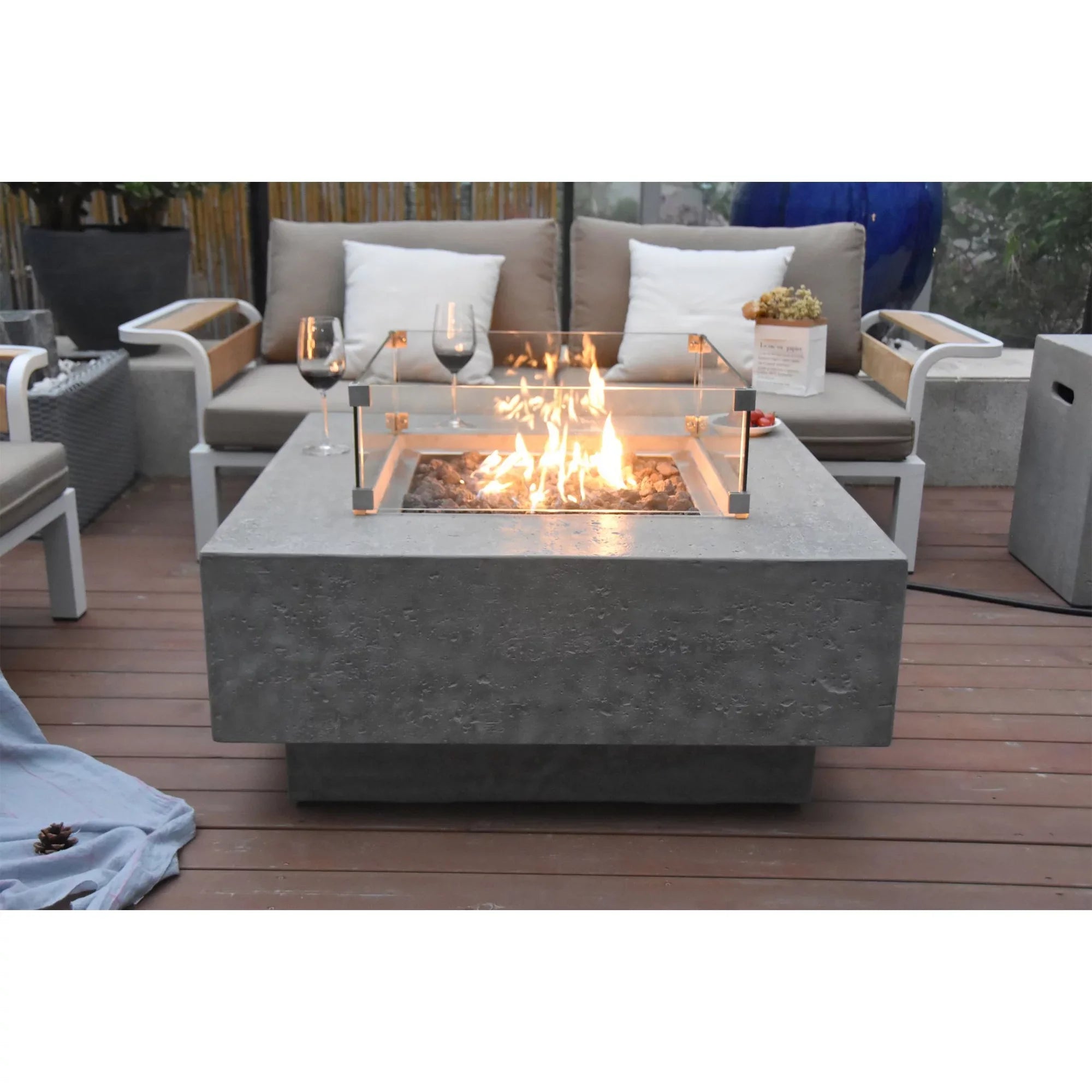 Natural Manhattan Gas Table 45,000 Outdoor Concrete Elementi BTU Fire