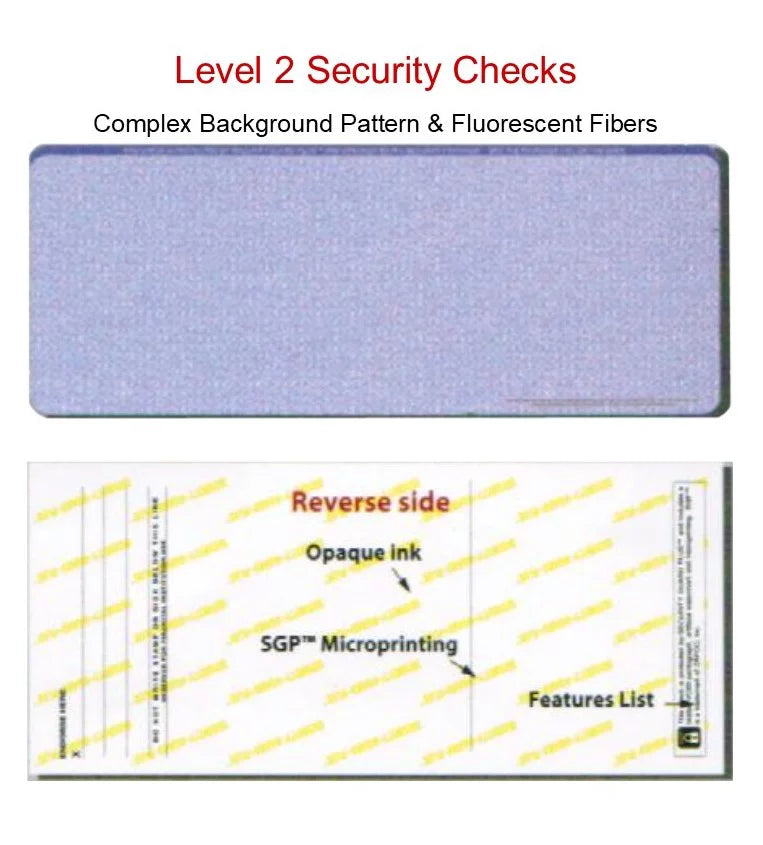 Paper, Features Security 12 Pattern, 3-Up OF Blue 11", x Checks, w - 100 with Complex Zapco Background Microperfed SHEETS 8-1/2" PACK Check High-Security