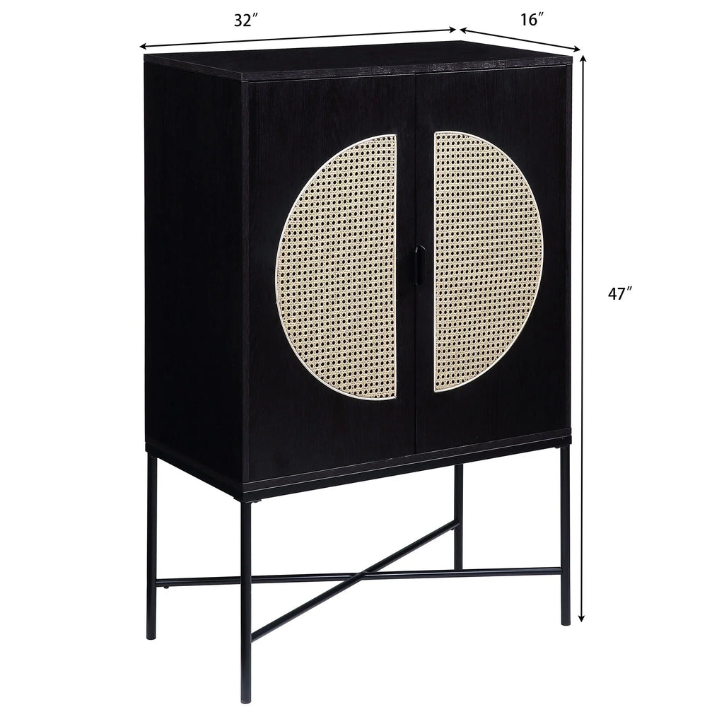 BESTCOSTY Metal & Wine Wood Black Wine Locker Finish Cabinet Rack,