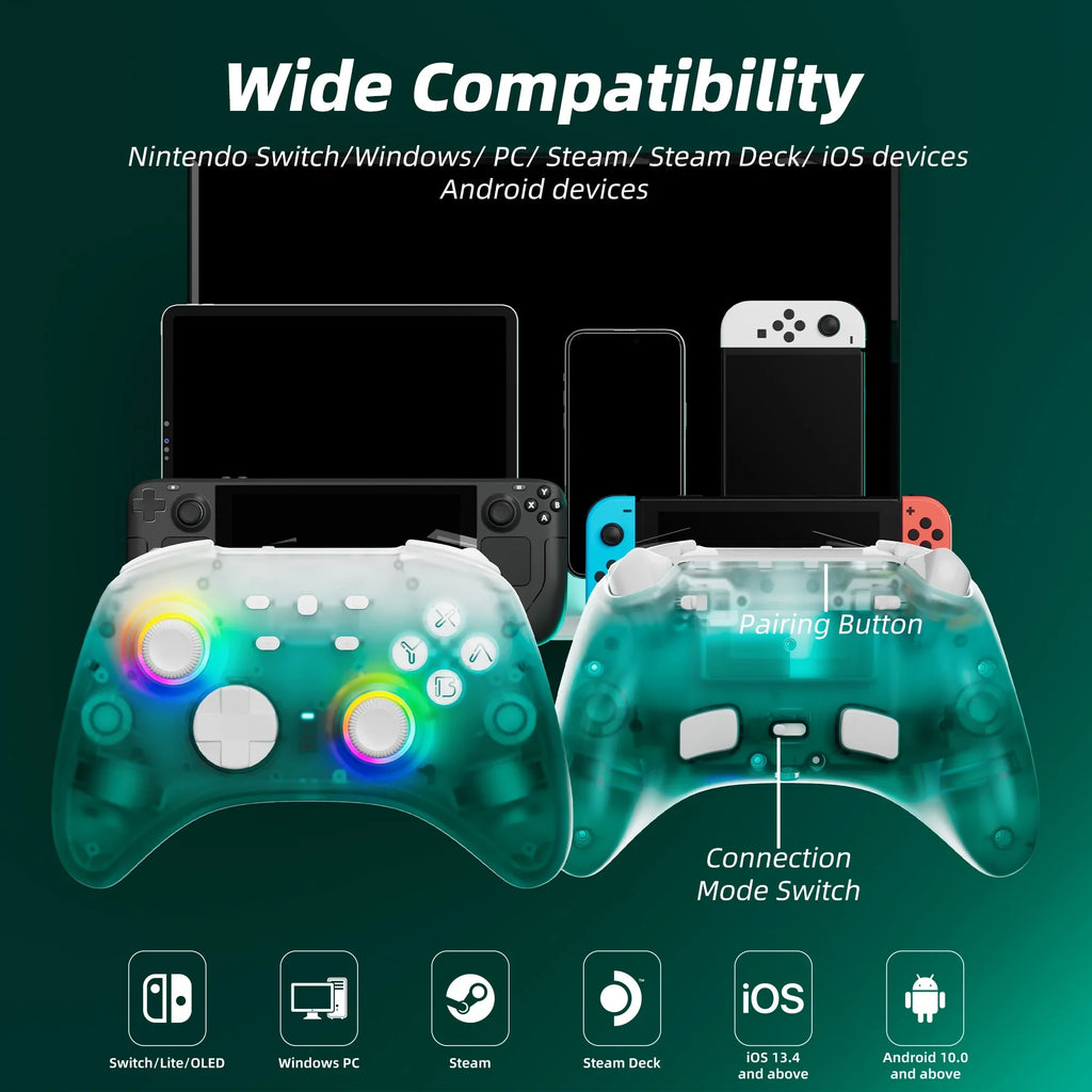 Green and with Upgraded Joysticks Hall Super Triggers Mario Nintendo Party Game Disc Switch Switch/PC/IOS/Android/Steam Pro Controller for & Effect