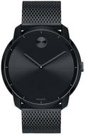 Mesh Black Movado Band Mens Black Watch Bold Steel Dial Stainless Quartz Ion-plated 3600261