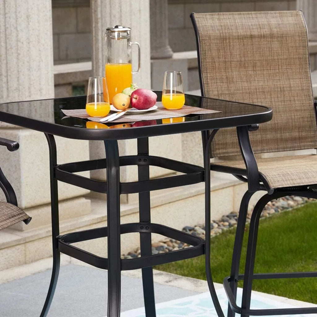 Metal Shape Porch Finish Table Bar Marlowe Bistro Glass Squire
