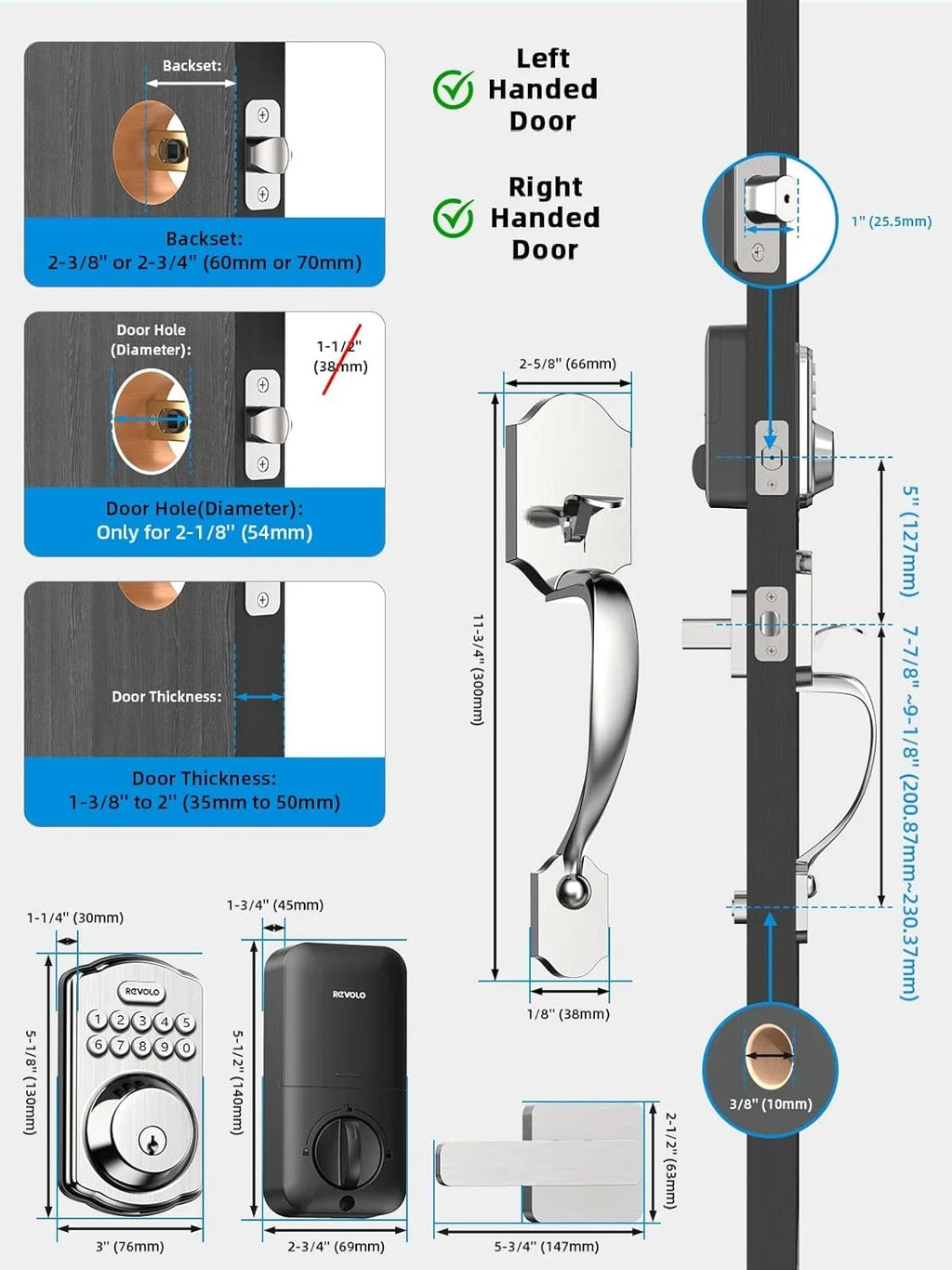 Oil-Rubbed Keyless Door Bronze Lock Auto Entry, GOURE Electronic Smart Anti-Peeking RE001 Keyed Keypad Handle, Entry Sets, Front Password, Door Handle Lock, Deadbolt, Lock, with