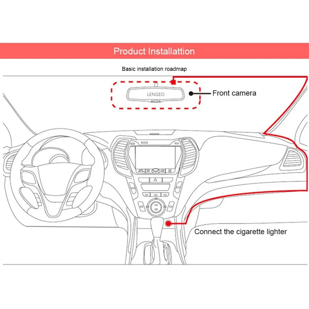 Video Front And Dual Cam Inside And Dash DVR Recorder Lens Car Camera Rear