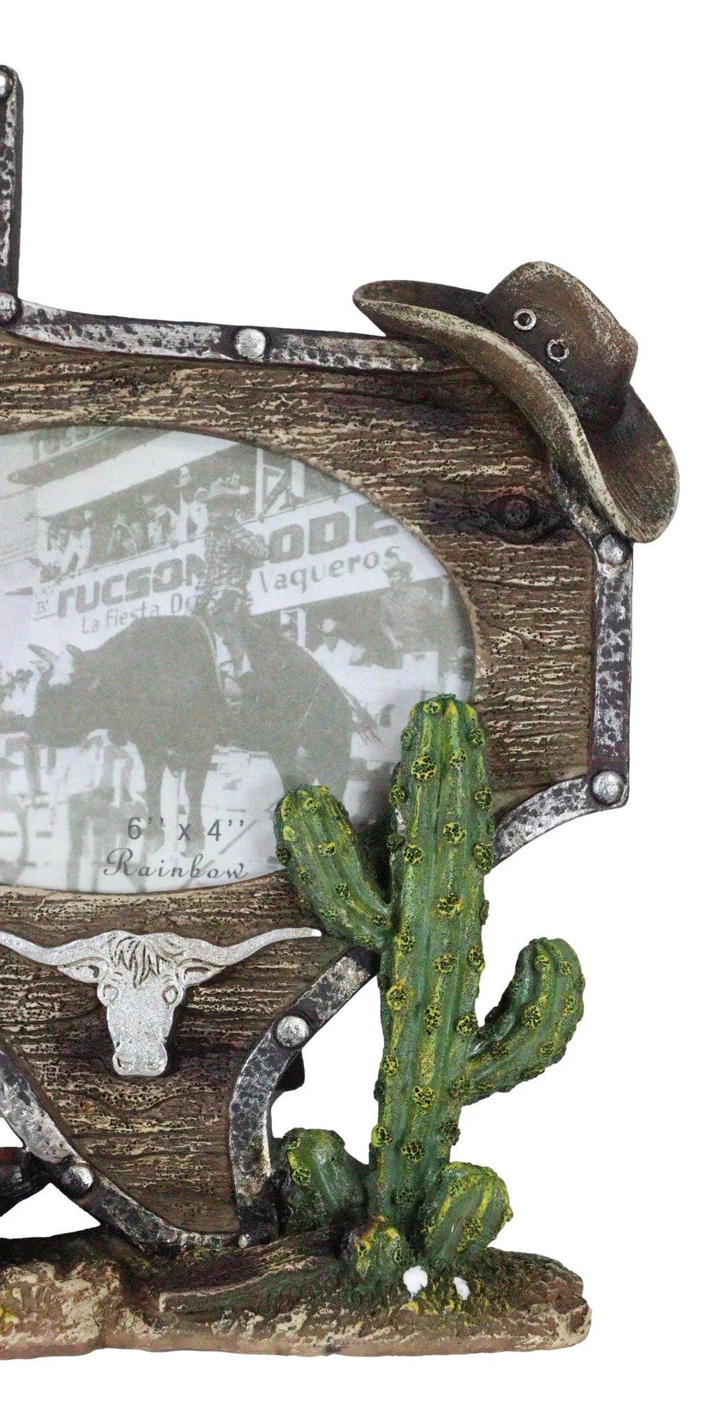 Rustic Cactus 4"X6" Map State Cowboy Picture Frame Texas Boot Western Longhorn