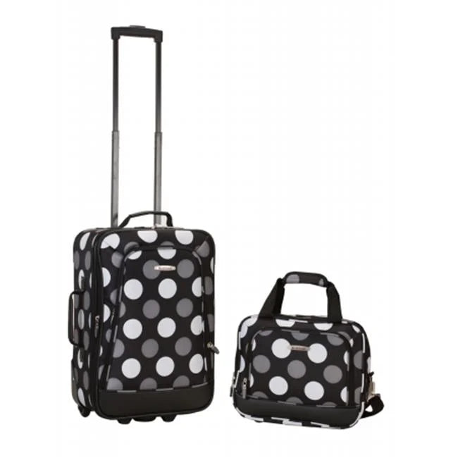 New Blk 2 Pc Rockland Dot Set Luggage