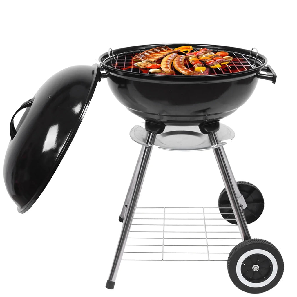 Storage Cooking Grill Camping Grill Grill Grate Wheels, Steel inch Outdoor 18 with Charcoal BBQ w/ on Area,