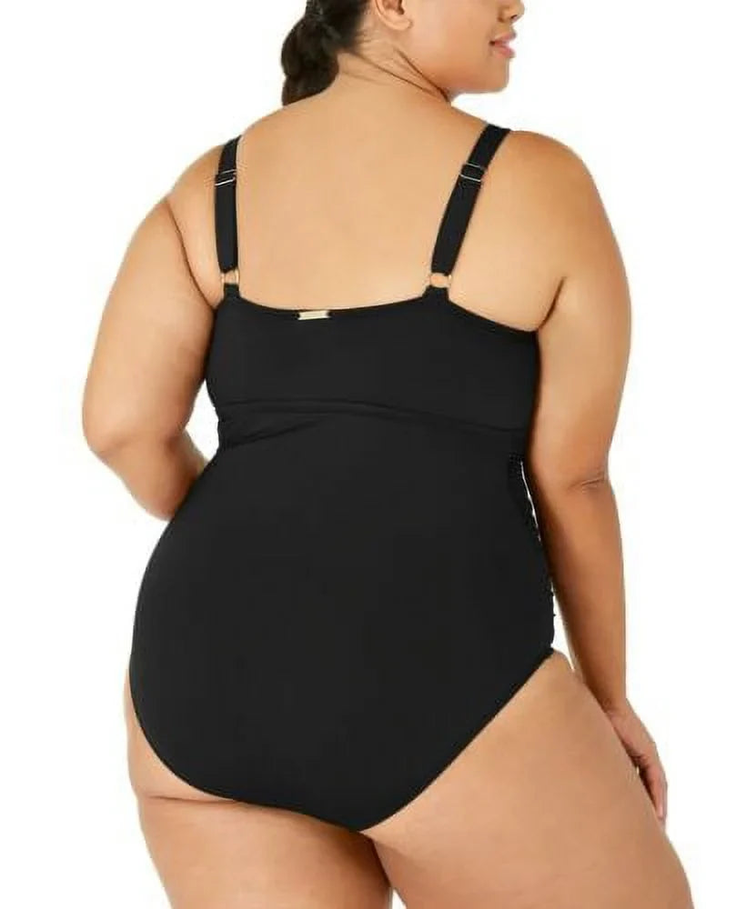 High-Neck Ralph Lauren P Keyhole Swimsuit, Lauren Plus One-Piece BLACK S US Size