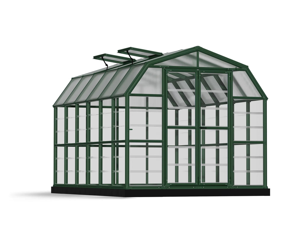 Clear Walk-In - Palram Green Roof Greenhouse Vents - - 8' Grand x 2 Canopia 12' with Gardener