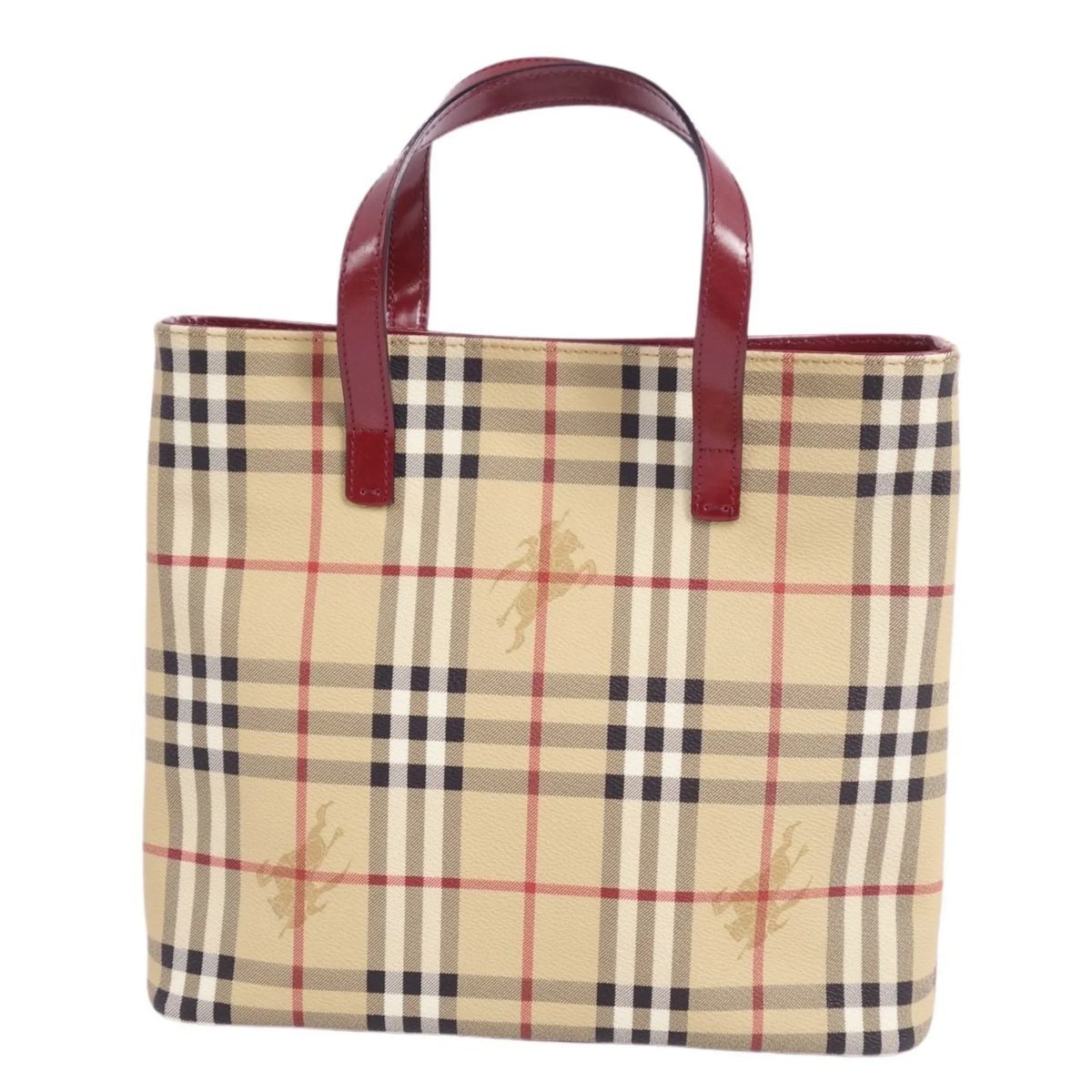 (Good) BURBERRY Pattern Ladies Tote Pre-Owned Brown Handbag Check LONDON Burberry London Bag