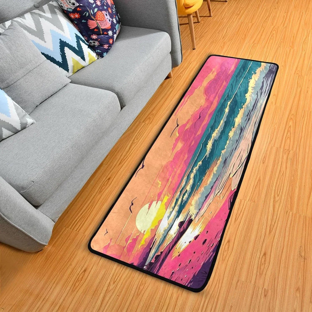 Waves Hallways Ocean Rug Inches#10 Rectangle Washable Non-Slip Living Runner for Rug Room Decor Coolnut Rug 72x24 Bedroom Home Area Bathroom