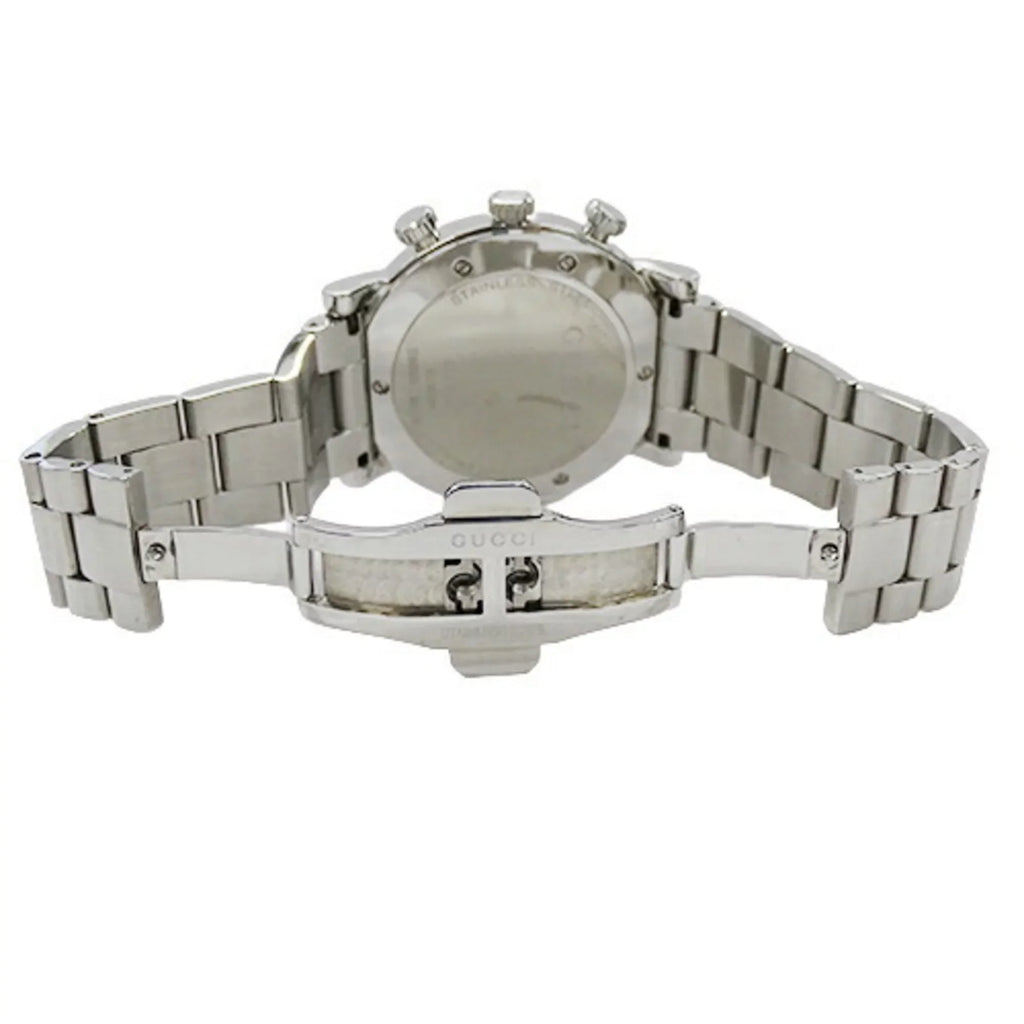 silver 101M Gucci watch Used black steel men's stainless quartz YA101309 chrono G GUCCI SS date