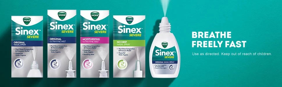 Sinex 4-Pack Oz, Severe Menthol Spray With 0.50 Vicks Nasal