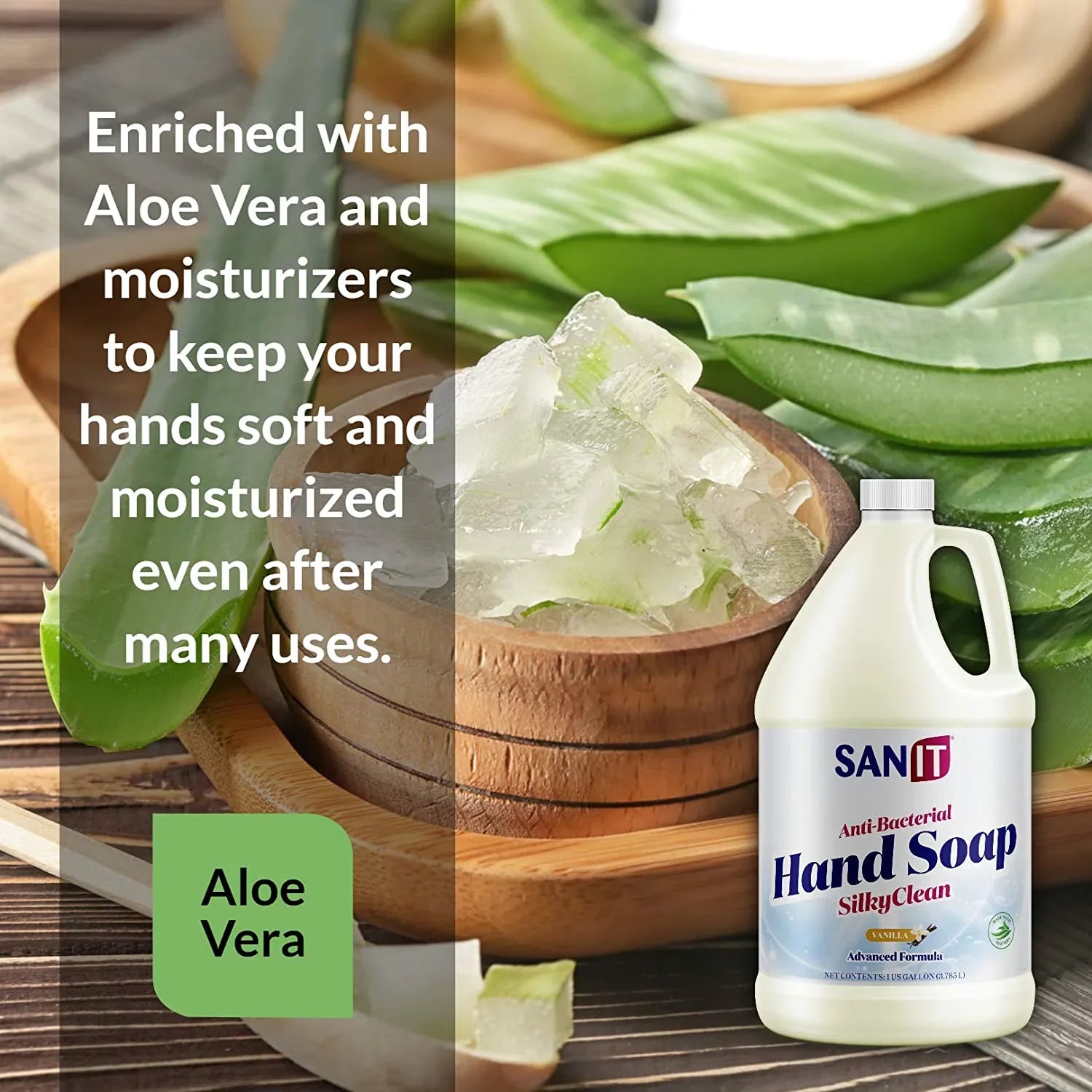 Antibacterial 1 with Moisturizing Hand Advanced - Gallon Vanilla, Silky and Oil Wash Aloe Soap Gel Coconut in Clean Liquid All-Natural Sanit - Hand Made - Formula Vera USA, Refill