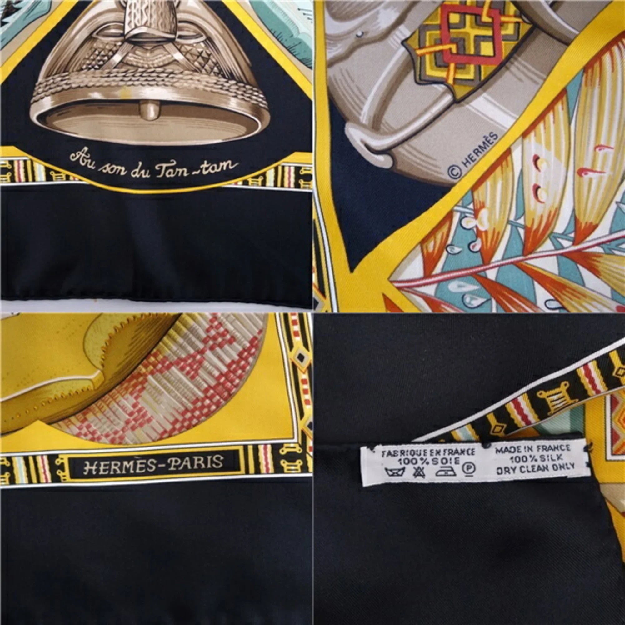 Au (Good) du Pre-Owned Carre HERMES ladies Muffler color silk Scarf 100% Tam To Son sound tam of 90 multi the