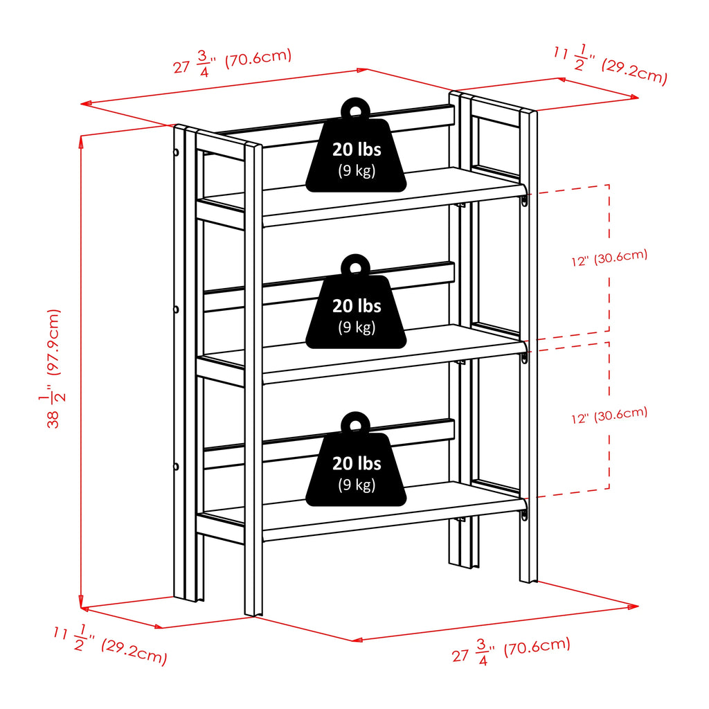 Terry Walnut Foldable Finish 3-Tier Wood Stackable, Shelf, Winsome