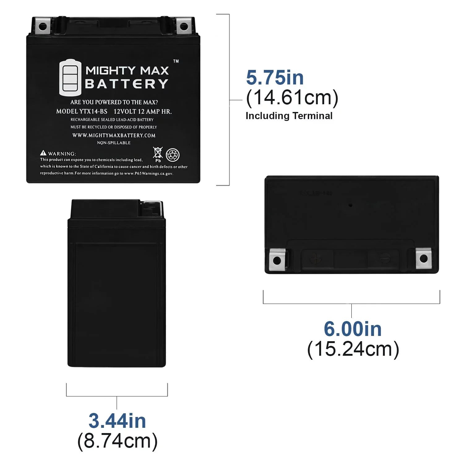 TRX for HONDA YTX14-BS 300 Rancher Battery Foreman Replacement Rubicon