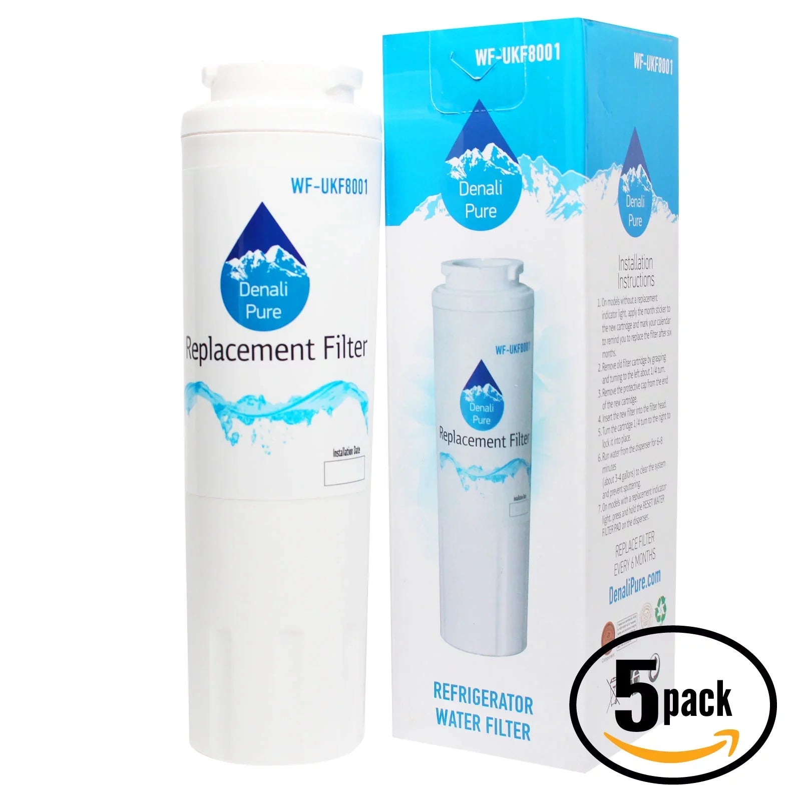Water Refrigerator Air Air - Cartridge Filter Replacement Filter Compatible Water Jenn JFX2597AEM Jenn for Fridge UKF8001 5-Pack with