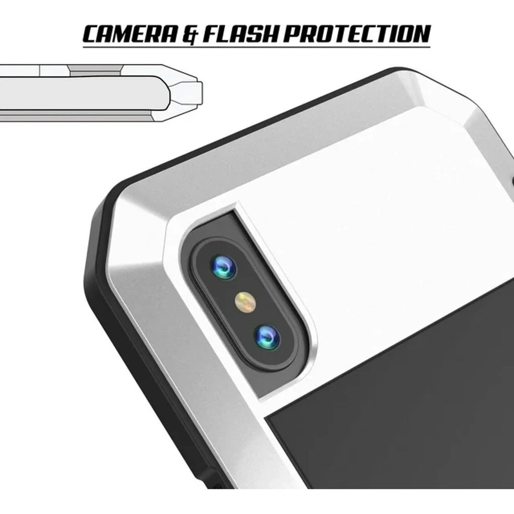 Grade Glass Case iPhone Metal XS (Silver) Travel Heavy Max Military Gorilla Outdoor Rugged Aluminum Scratch and Resistant Duty Shockproof Protection,