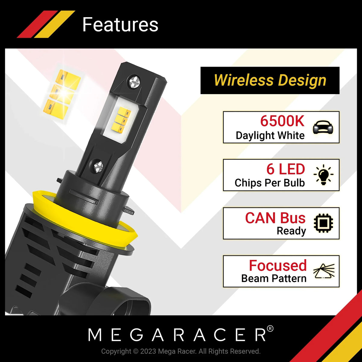 H9 Racer 2011 Bulbs Headlight 1 M White 50W H8 Fog 1 12V 6500K H16 Series H11 Automotive M Cool Series Light Replacement BMW BMW Wireless LED Mega 11 12000LM