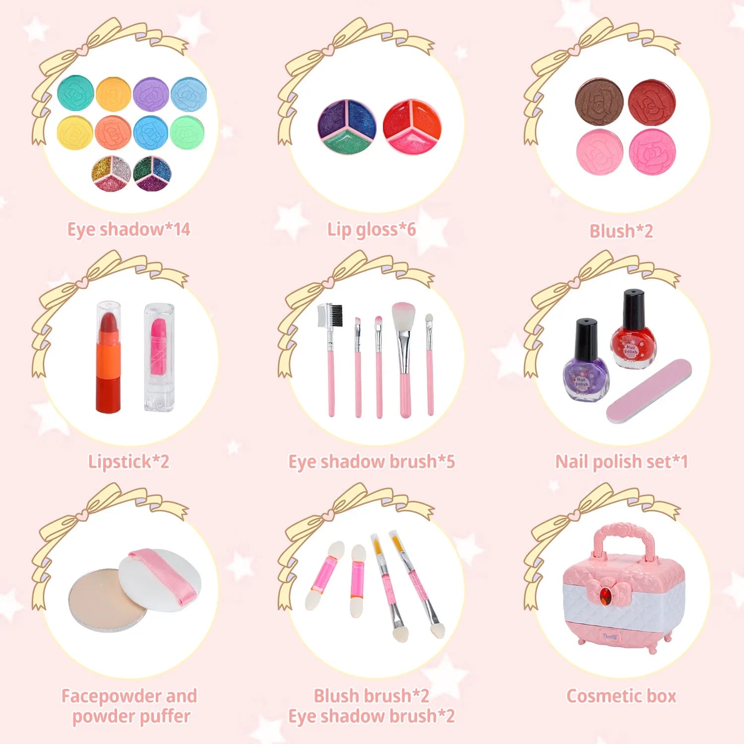 Old Toddler Pcs Girl Christmas 3-12 Kit Frozen Kids Washable Toys for for & Girl Safe Kids Gift Set Set, Real & Little 42 Makeup Year Non-Toxic Birthday Makeup Cosmetic, Girl Makeup (Pink)