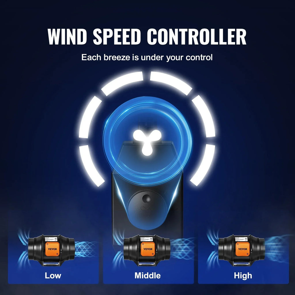 Blower Duct AC Inline Inch HVAC Speed Kit Fan Control Exhaust Variable 6 VEVOR