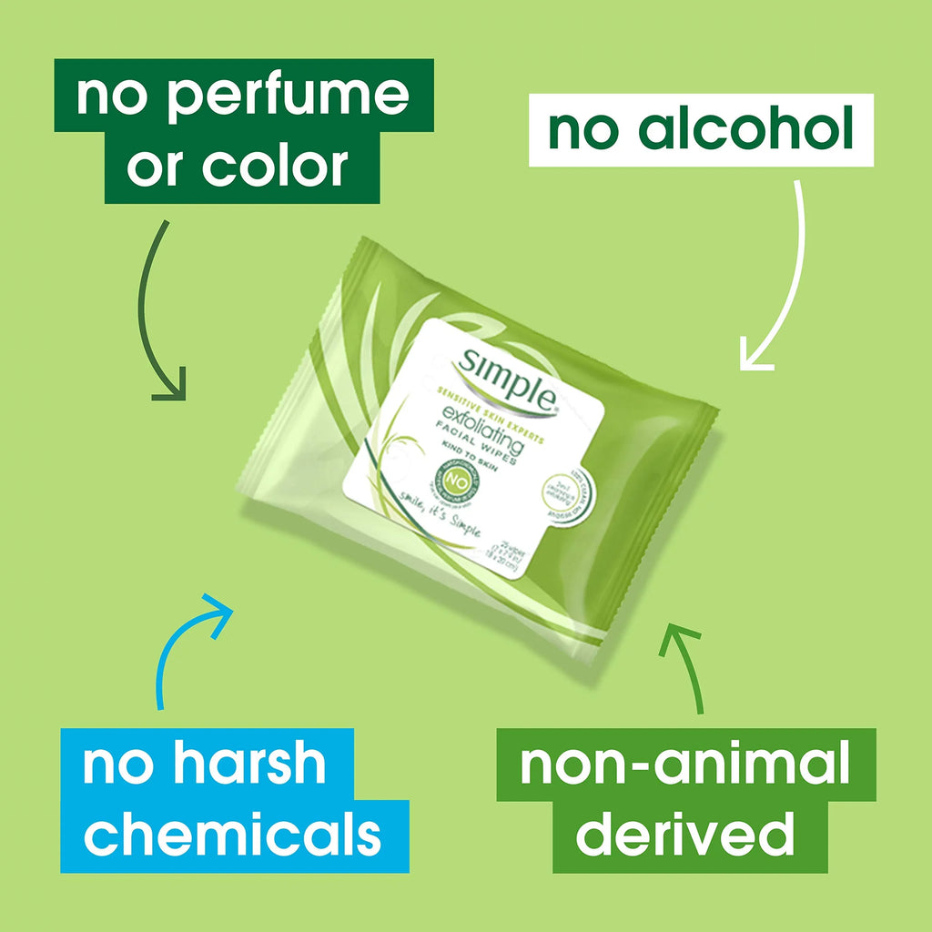 Chemicals, To Gentle 25 Free And Effective Exfoliating Remover From Wipes Dye, Skin 4) Makeup Of Simple Count Cleansing And Harsh Artificial Kind (Pack And Perfume Color