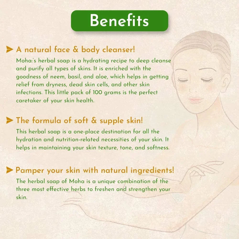 Gel, Moha With & 100 Pamer Face Bathing Of Soap, Vera Soap X Body Gram Goodness 3 & Herbal Aloe Unisex Product Soap, Basil Neem,