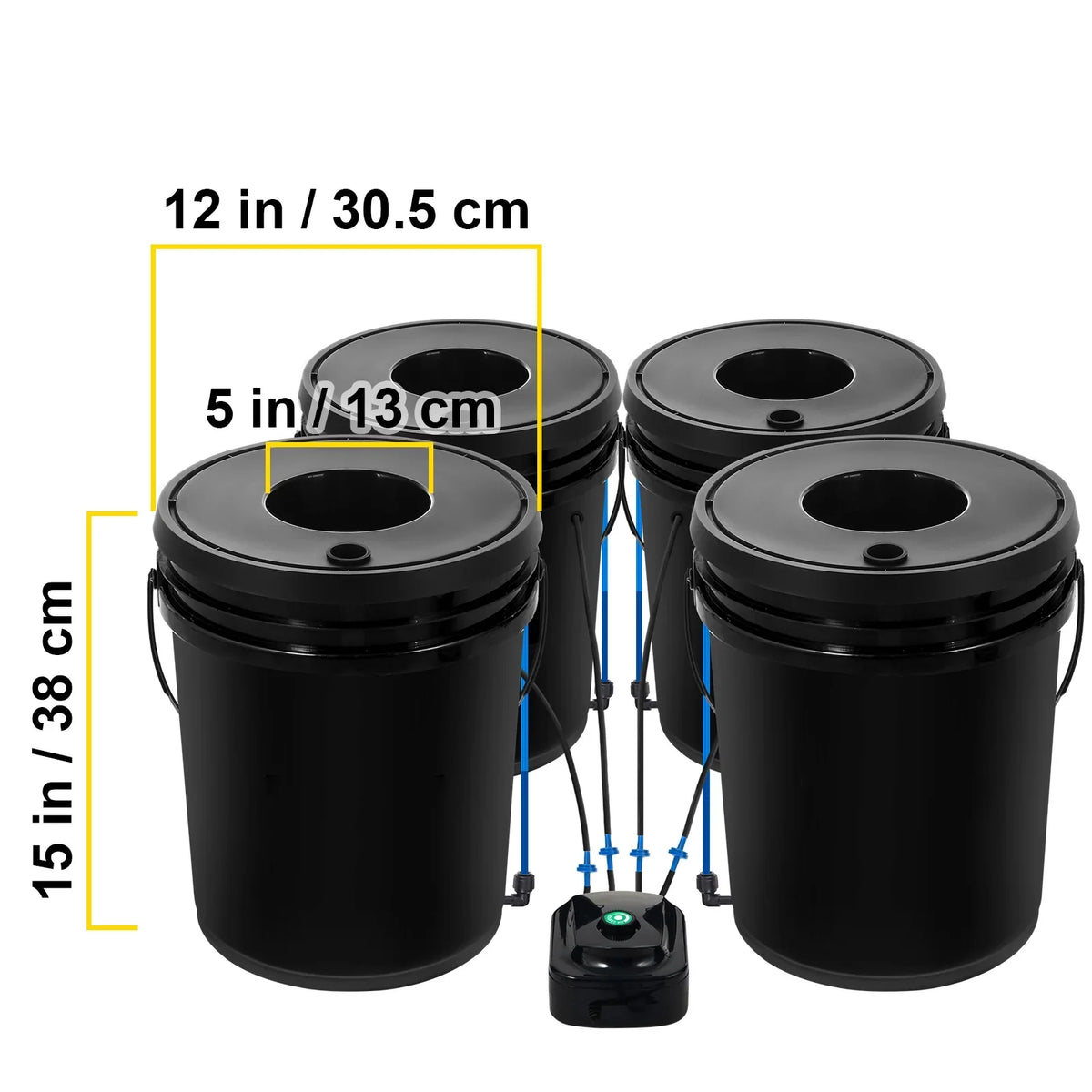 Hydroponic Kit Grow Gallon with Pump Buckets 5 System SKYSHALO Water Deep Hydroponics DWC Culture Growing Bucket, 4