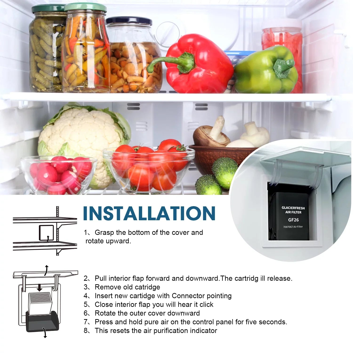 Filter Refrigerator 1 FRESH Air Replacement Air GLACIER Filter, 7007076 Pack for