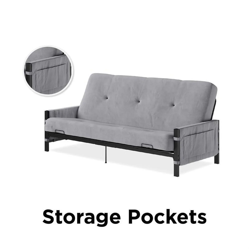 6" Futon with Melbourne Thermobonded in DHP Mattress Gray Storage Futon