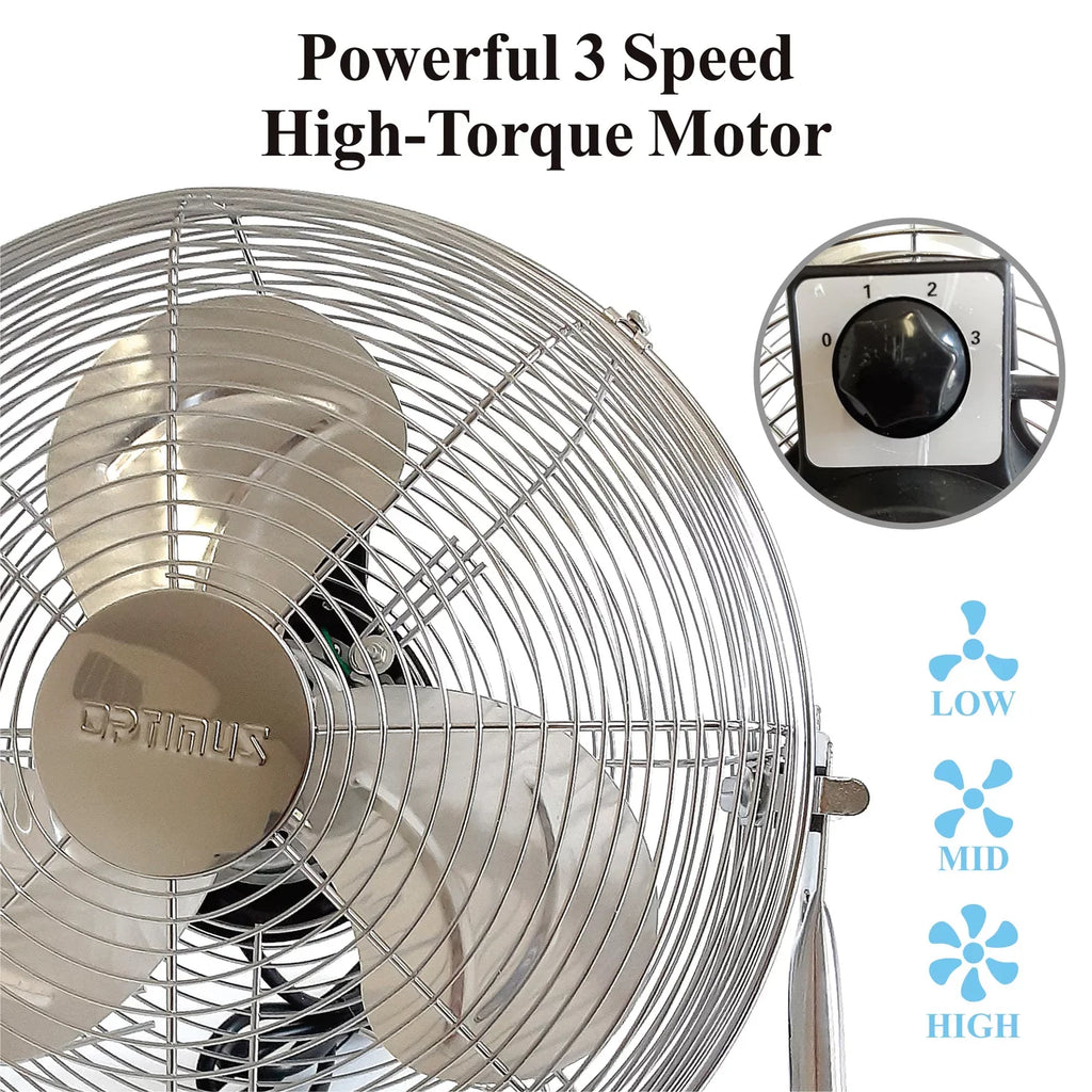 3 Inch Duty F-4122 Fan, Heavy Speed Industrial Aluminum 12 Chrome Optimus