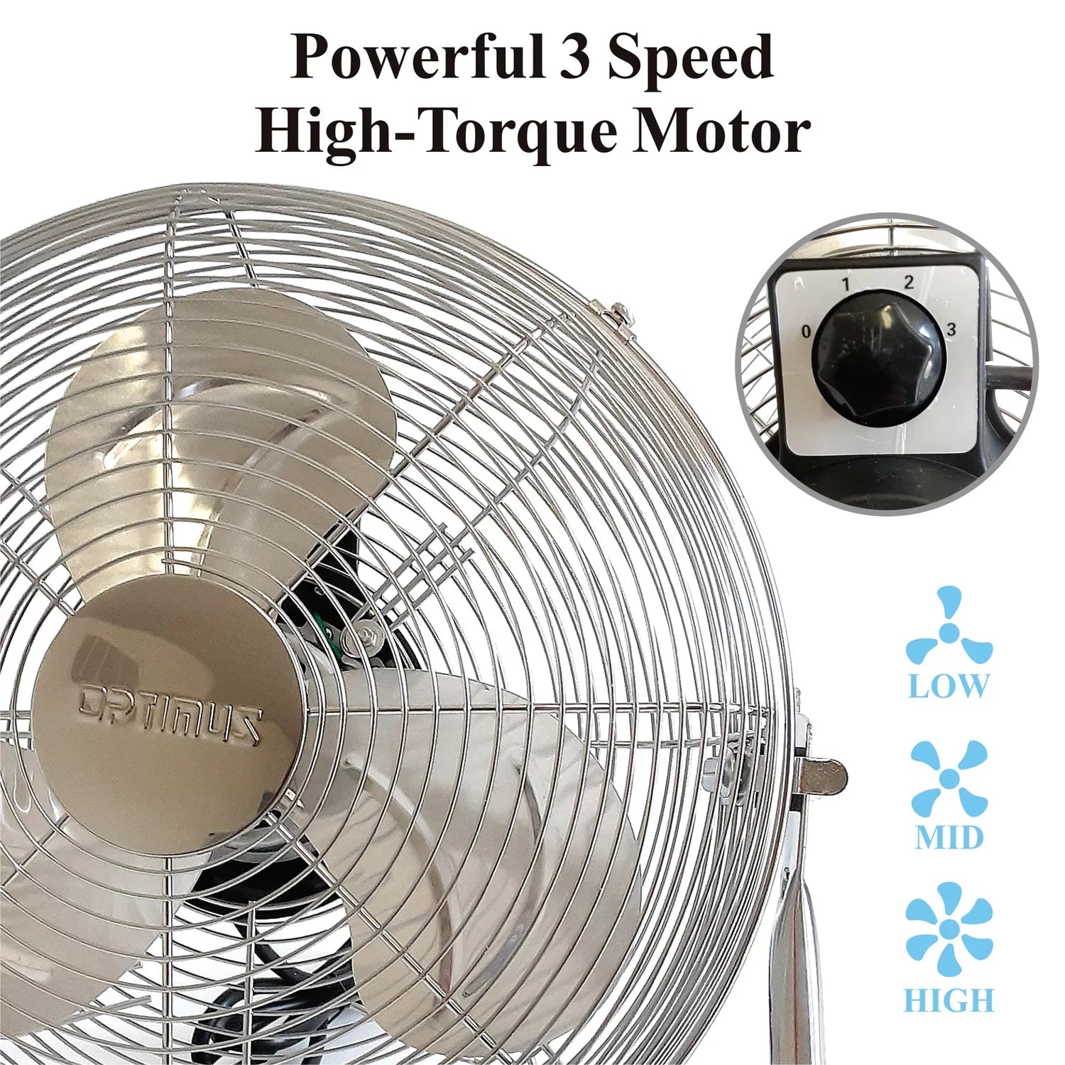 3 Inch Duty F-4122 Fan, Heavy Speed Industrial Aluminum 12 Chrome Optimus