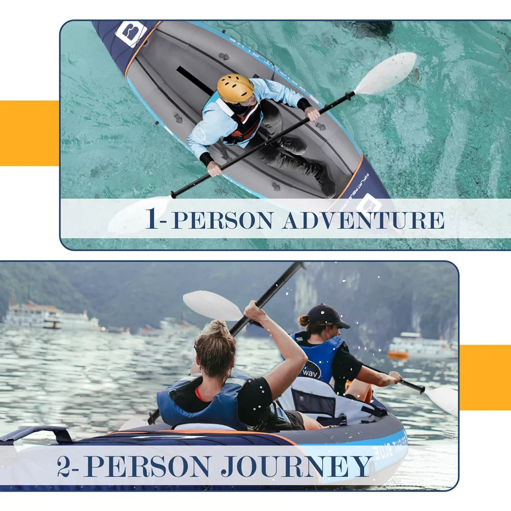 2 Bag Person Angler 2 Kayak for Blue with 3 11ft Fishing Blow Fins and Paddles Carrying Adults Sekkvy Kayak Inflatable Set Up