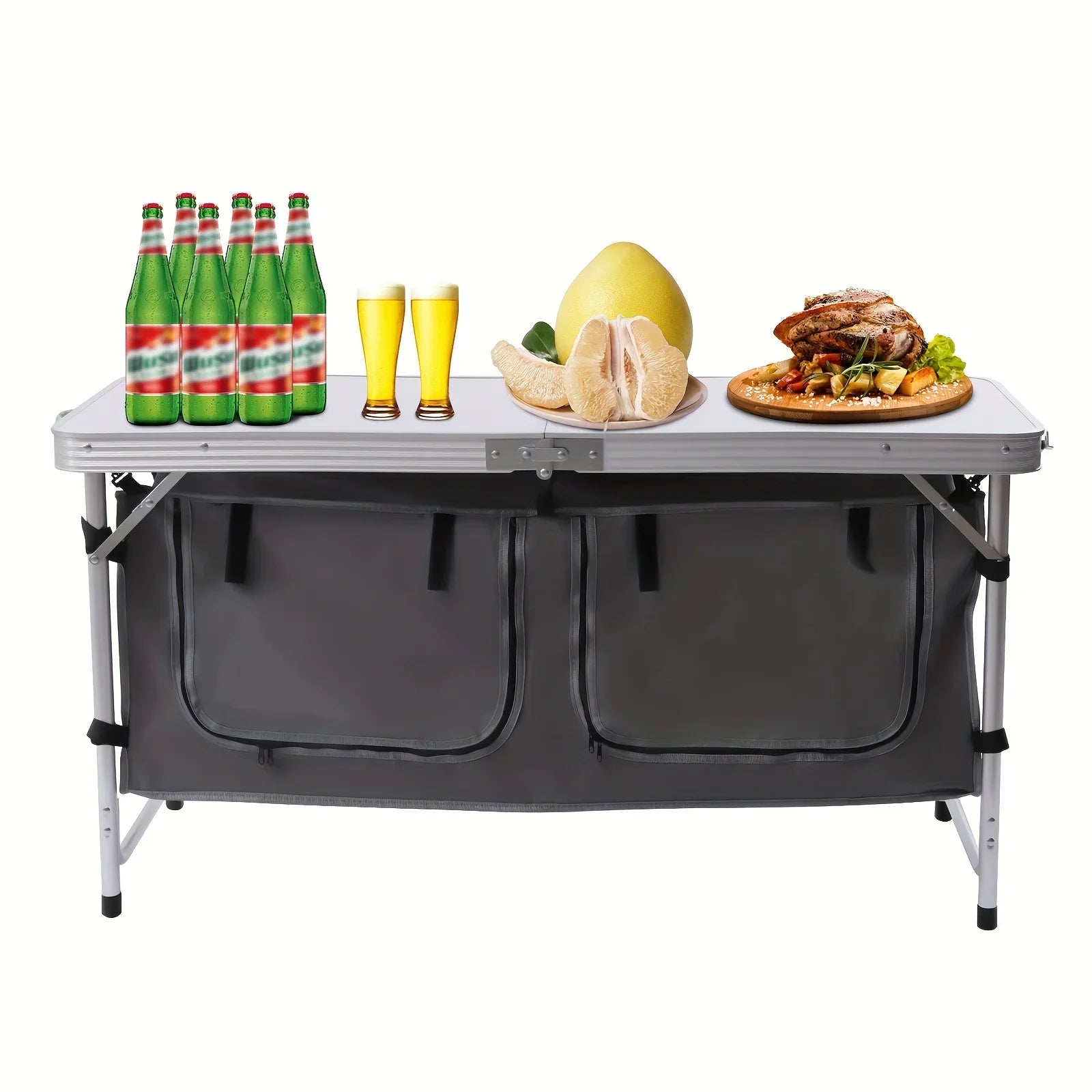 Camp Tailgating Picnic Folding Height Storage Indoor Compartment Table Kitchen Backyards Outdoor with Camping Adjustable BBQ for Table Table Lightweight Perfect
