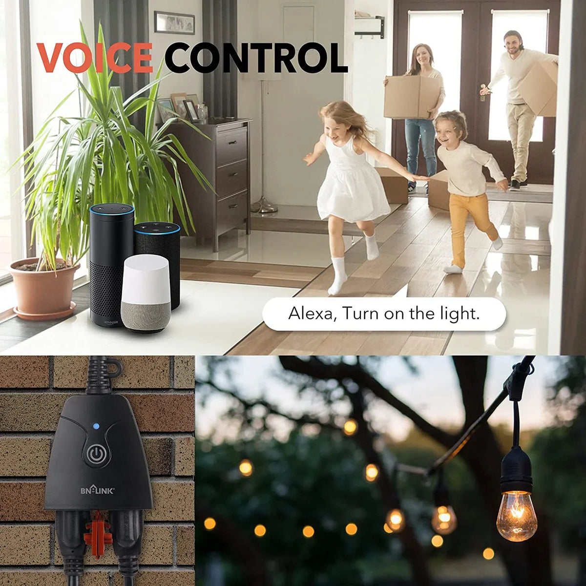 Smart Switch, 2.4 WiFi only Alexa Timer and with Heavy Plug Compatible BN-LINK Outlet Duty Outlet Google GHz Outdoor Dual Assistant Network