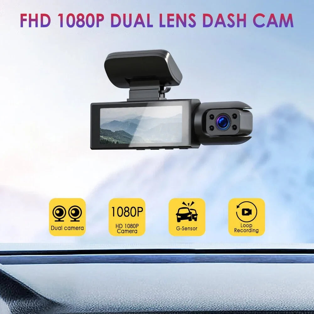 Dash Front Jahyshow Cam Lens Camera 1080P G-Sensor Video DVR w/ Inside Recorder Dual Car